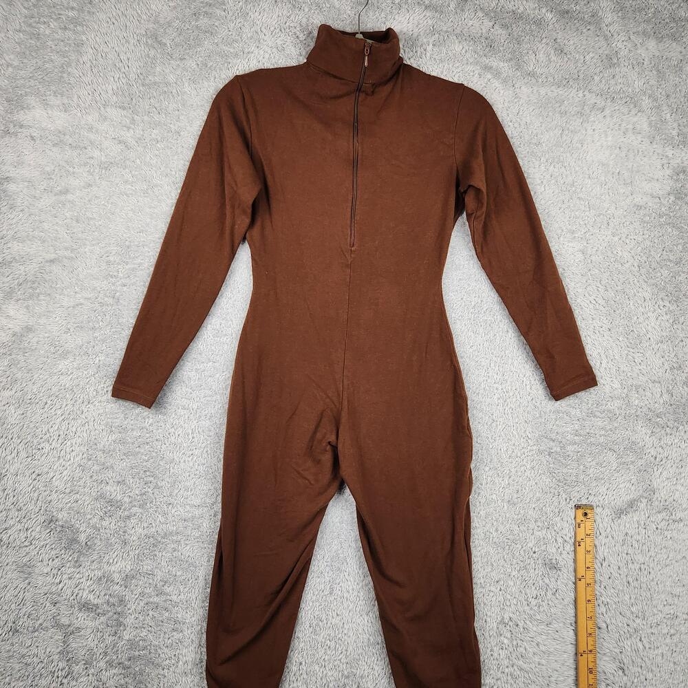 Vintage Bonnie August Unitard Womens Medium Brown Turtleneck Stirrup 80s Boho
